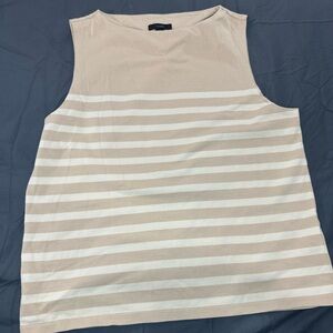 J. Crew Beige and White Striped Tank Top